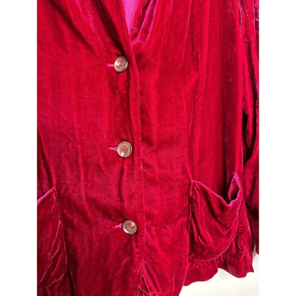 Velvet By Robert & Graham Rayna Velvet Blazer Red Button Up Medium RARE 18% Silk - Picture 3 of 16